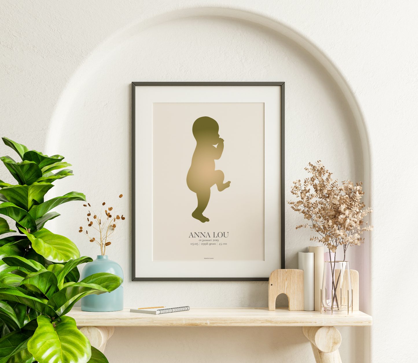retro aura geboorte naamposter