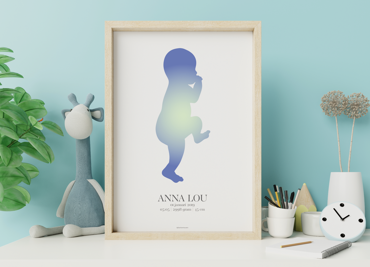 retro aura geboorte naamposter