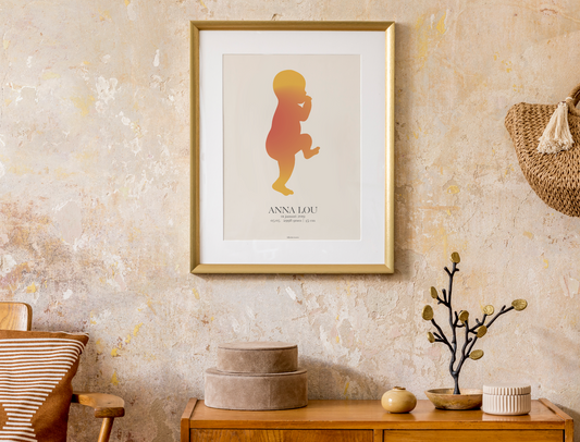 retro aura geboorte naamposter