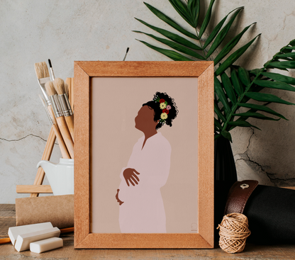 Minimalistische Frida Kahlo inspirerende zwangerschap poster