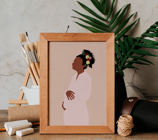 Minimalistische Frida Kahlo inspirerende zwangerschap poster