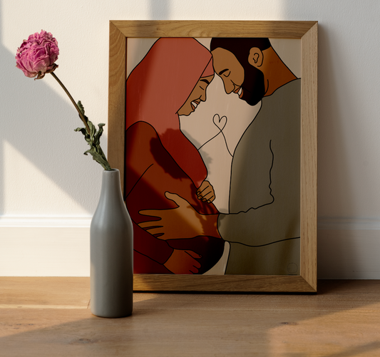 Koppel cartoon zwangerschap poster