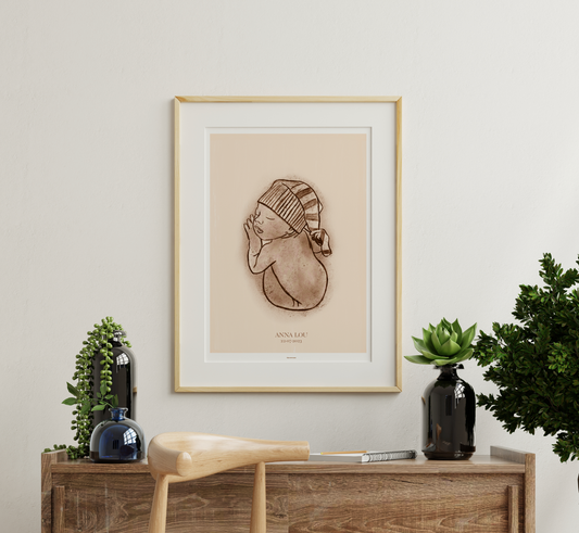 Houtskool geïnspireerde geboorte poster