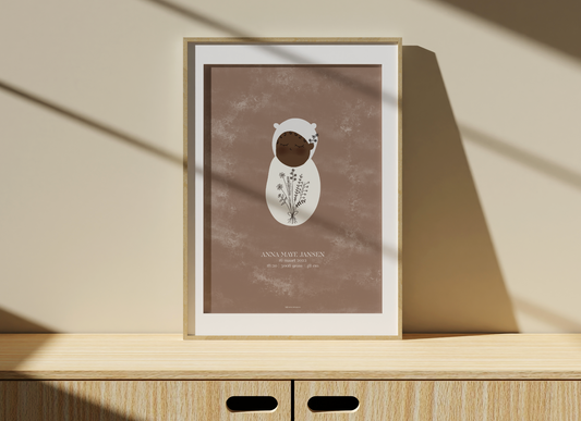 Minimalistische cartoonstijl geboorte poster
